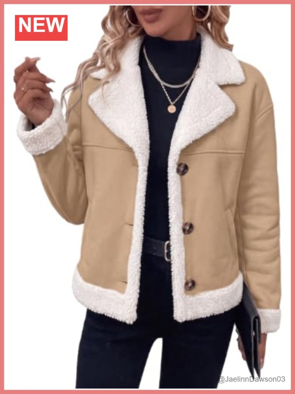 Faux Suede Shearling Lined Cropped Jacket Button Down Casual Winter Coat
